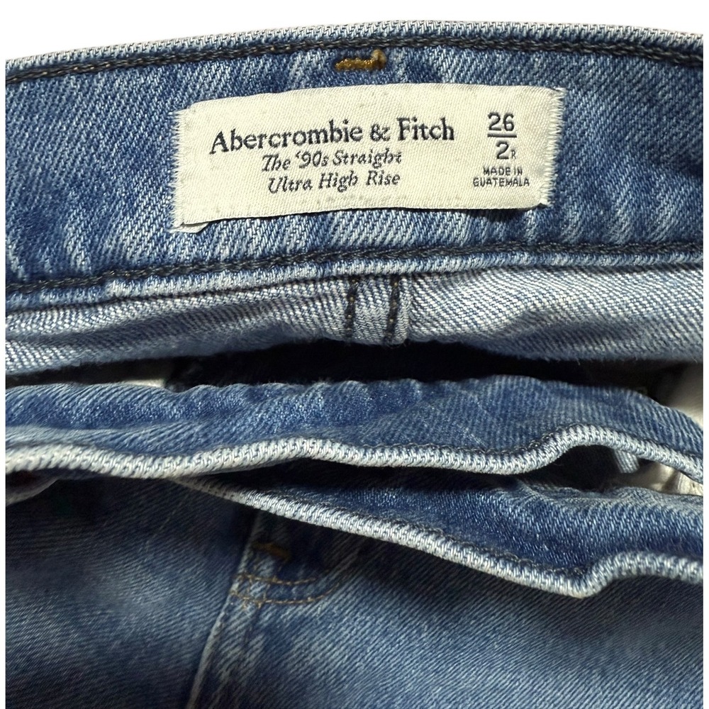Abercrombie & Fitch‎ The 90s Straight Ultra High Rise Crisscross Jeans Sz 26 EUC - Picture 5 of 5
